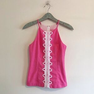 Lilly Pulitzer Pink Anabelle Embroidered Top